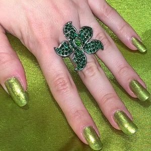 ❤️ Orchid green rhinestones ring